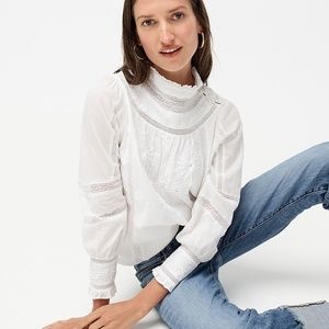⏳48 HOURS LEFT!! J.Crew Mockneck embroidered top, size L